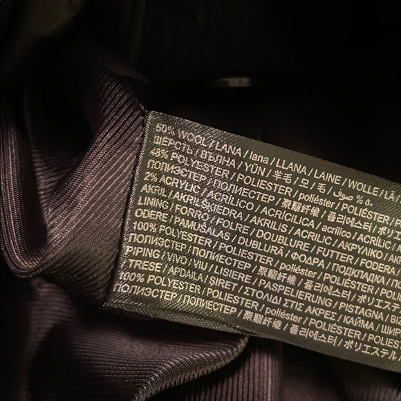 NWT Mango LARGE Check Wool-blend double breasted pea coat- black/gray - Picture 10 of 11